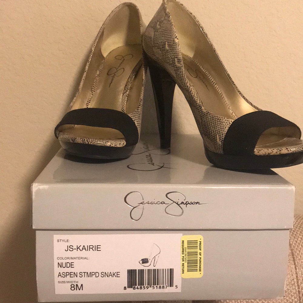 Jessica Simpson Kairie Nude Snakeskin Heels